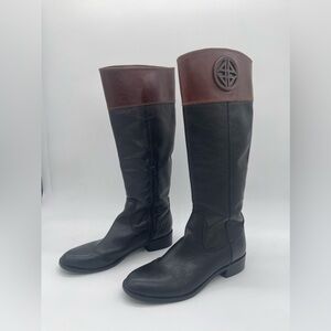 Antonio Melani ‘Conellie’ Tall Black w Brown Leather Riding Boots Size 9